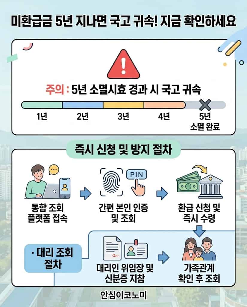 미환급금 5년 소멸시효 경고 및 안내 인포그래픽