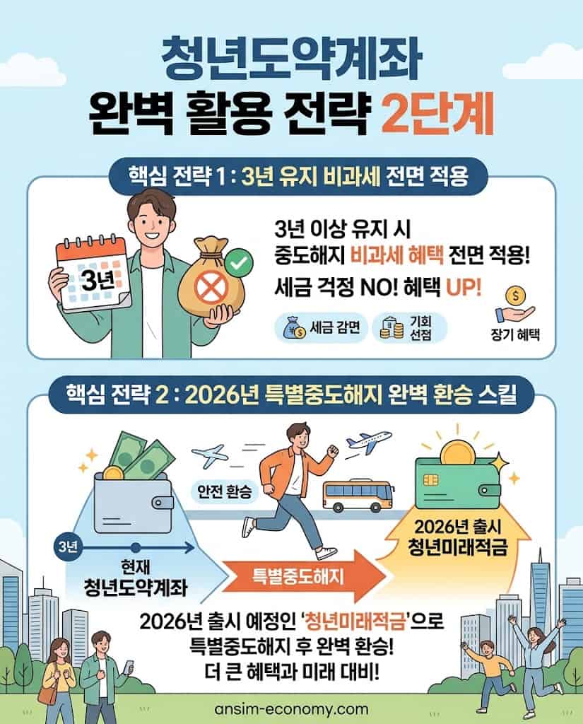3년 유지 시 중도해지 비과세 혜택 및 2026년 청년미래적금 특별중도해지 환승 전략