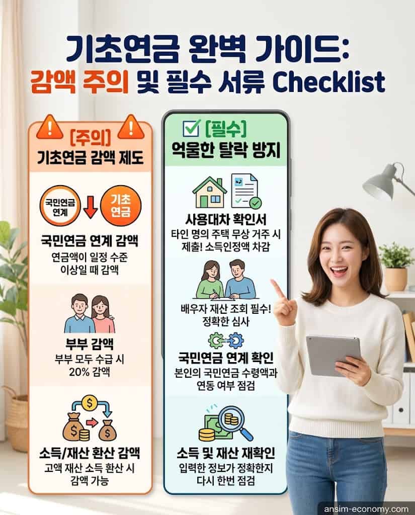 기초연금 감액 제도 및 필수 증빙 서류 누락 방지 체크리스트