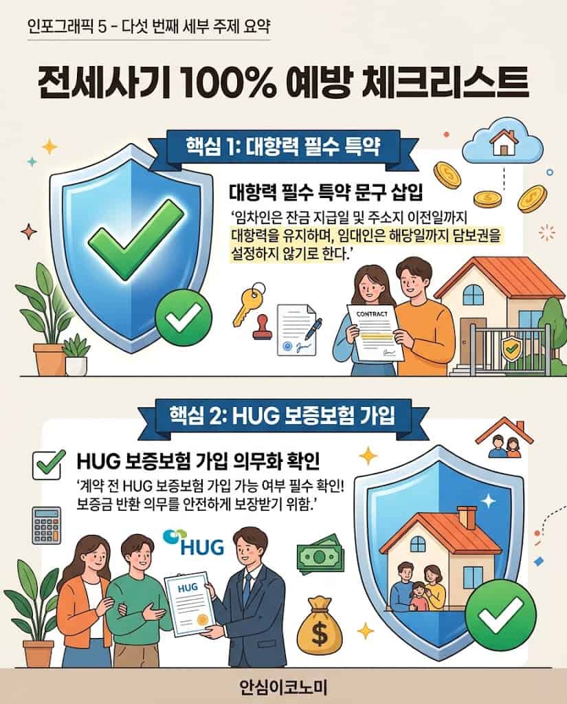 안전한 계약을 위한 전세사기 예방 필수 특약 및 HUG 보증보험 가입 체크리스트