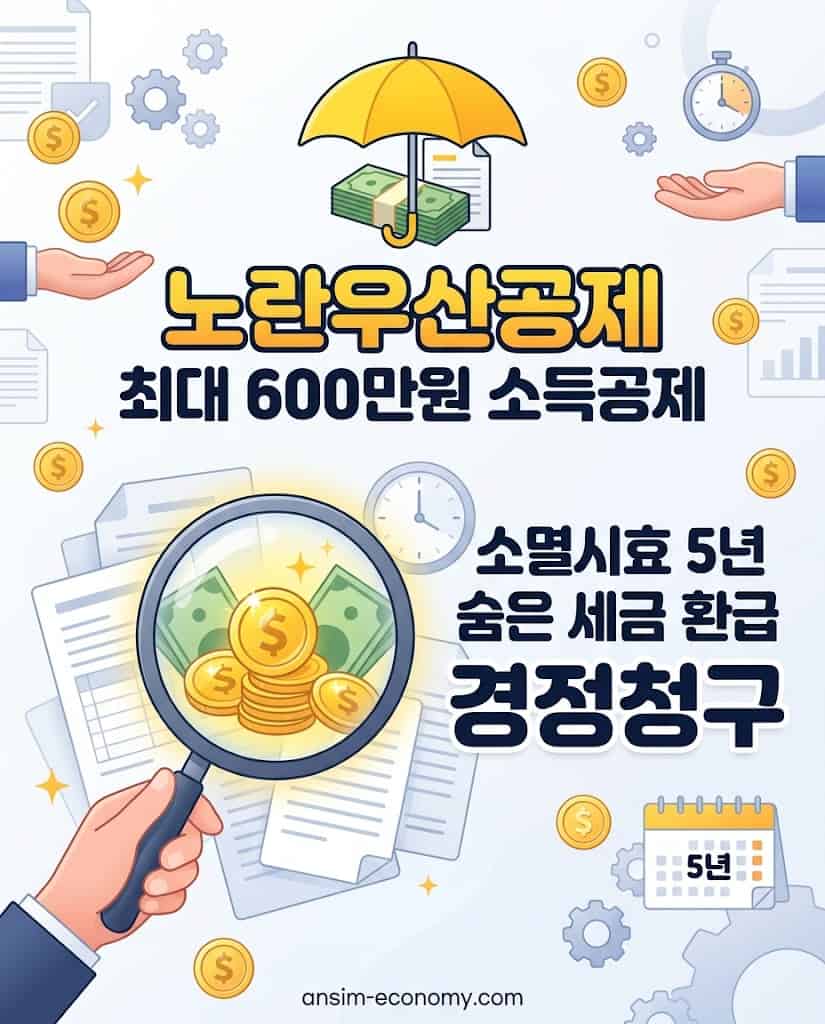 노란우산공제 최대 600만 원 소득공제 효과 및 5년 내 종합소득세 숨은 환급금 찾기 요약
