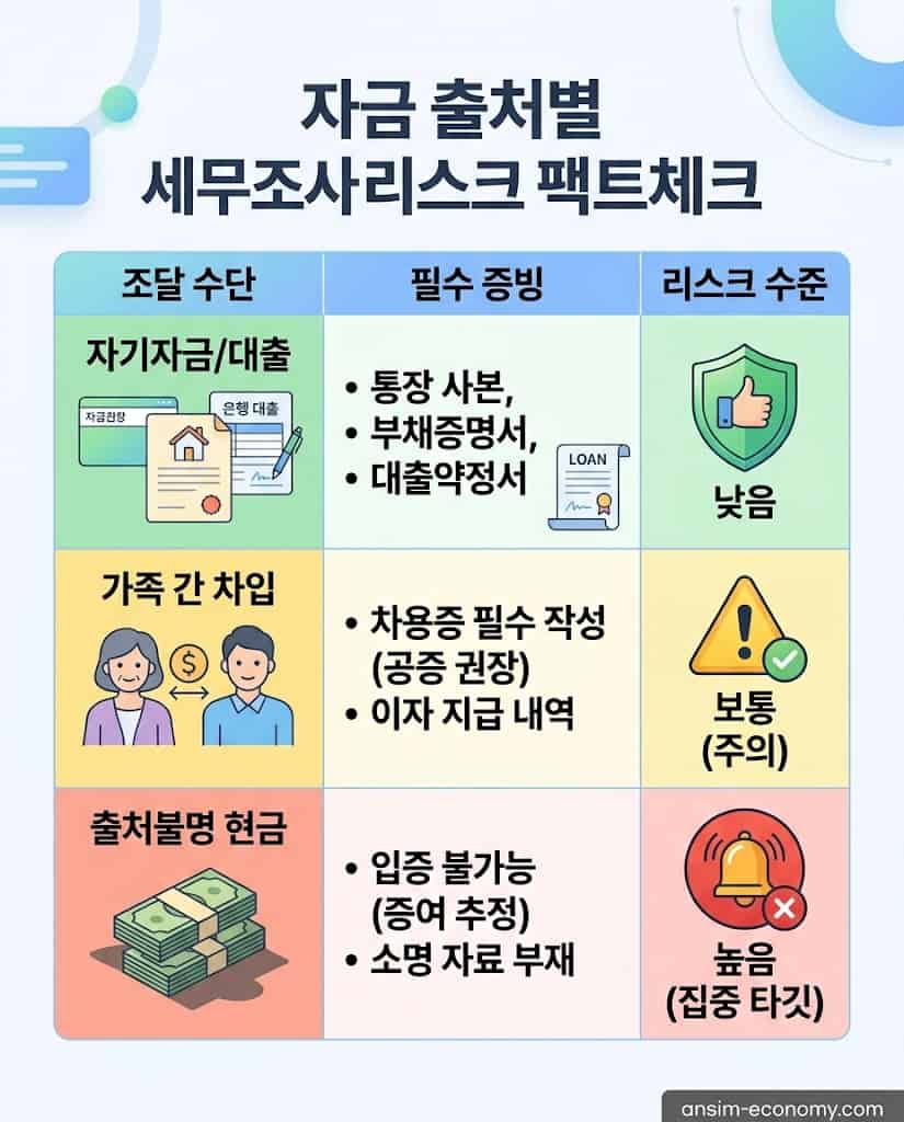 가족간 차용증 적정 이자율 및 국세청 자금출처조사 세무조사 리스크 비교