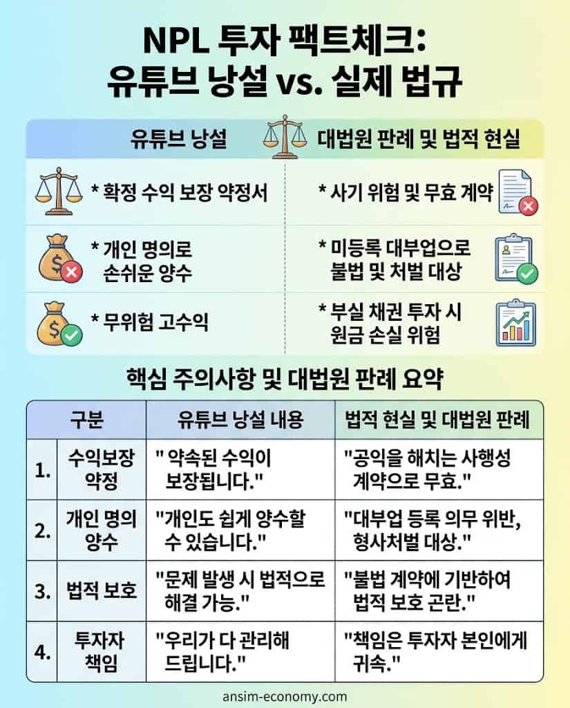 대법원 판례 2010도7298 기반 NPL 투자 사기 권리분석 팩트체크 및 주의사항 리스트