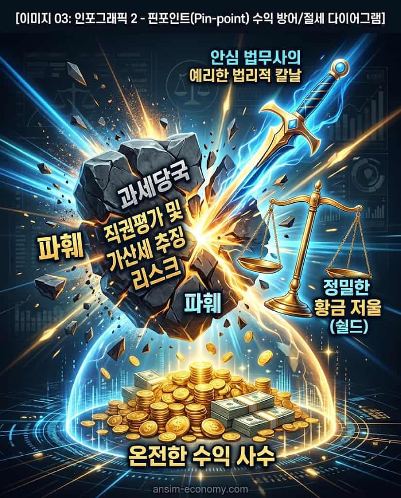 일괄공제 및 상속재산 가산세 급등 리스크를 완벽하게 부수고 수익을 보존하는 재무 다이어그램
