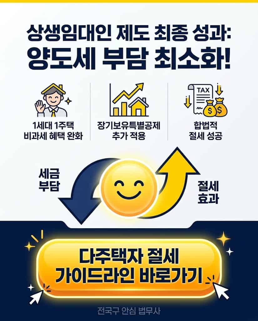 상생임대인 제도 거주요건 면제 혜택 요약 및 다주택자 맞춤형 절세 컨설팅 세무사 수임료 안내