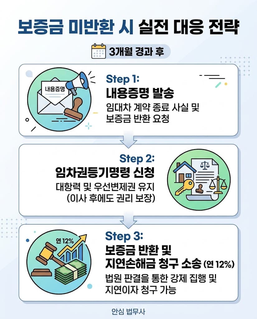 전세 보증금 미반환 시 내용증명 발송 및 전세금 반환 청구 소송 절차 안내