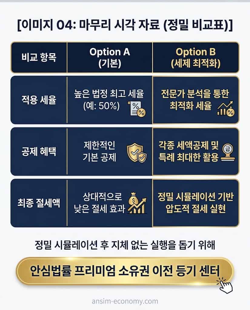 세대생략증여와 일반 손자 증여 정밀 비교표 및 안심법률 부동산 등기 맞춤 상담 안내