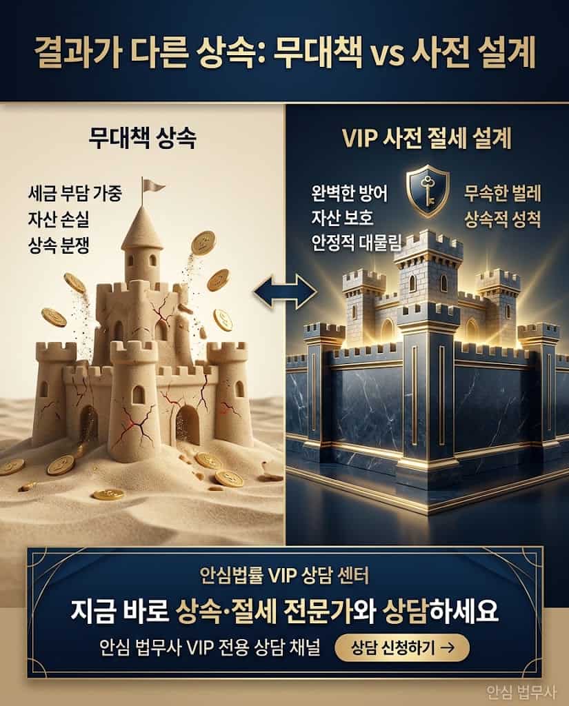 상속재산분할협의 후 재분할 증여세 폭탄 방어 및 안심법무사 상담 유도 배너