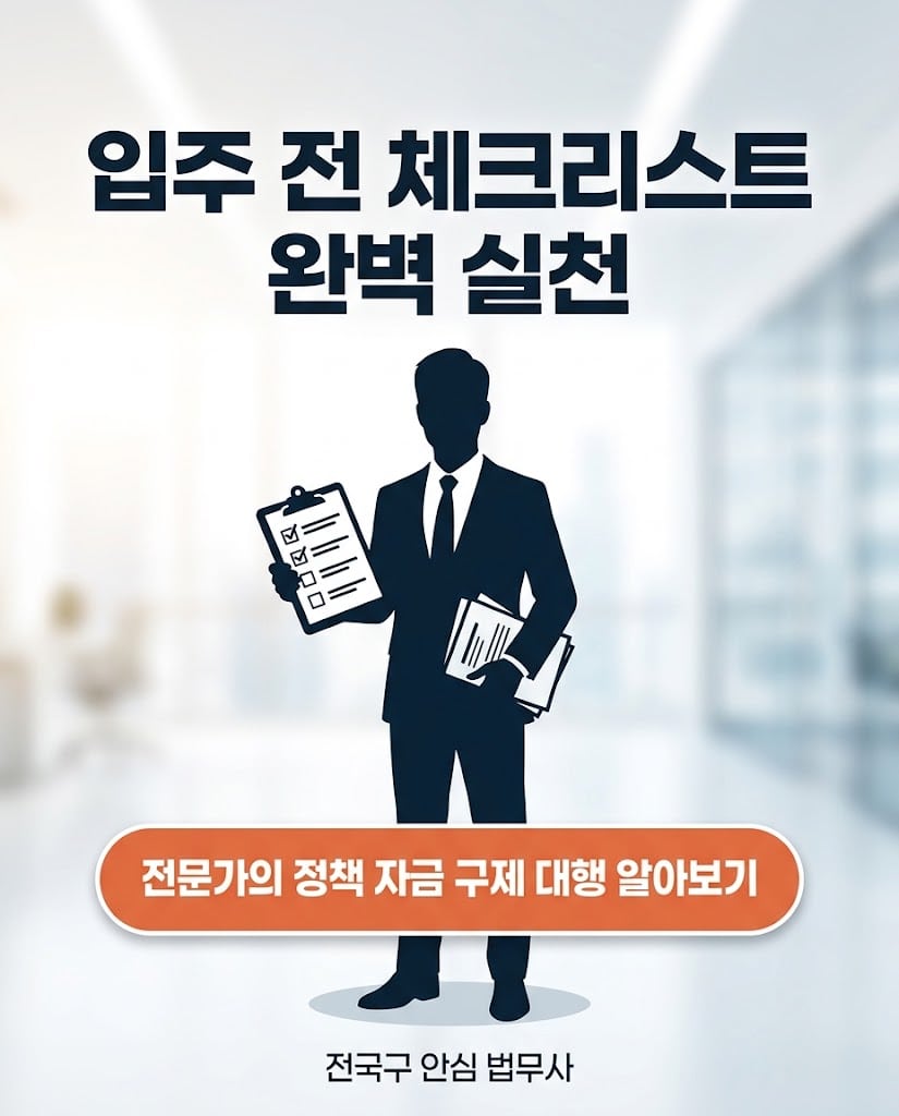 입주 전 사전점검 체크리스트 요약 및 정책 구제 대행 상담 유도 버튼
