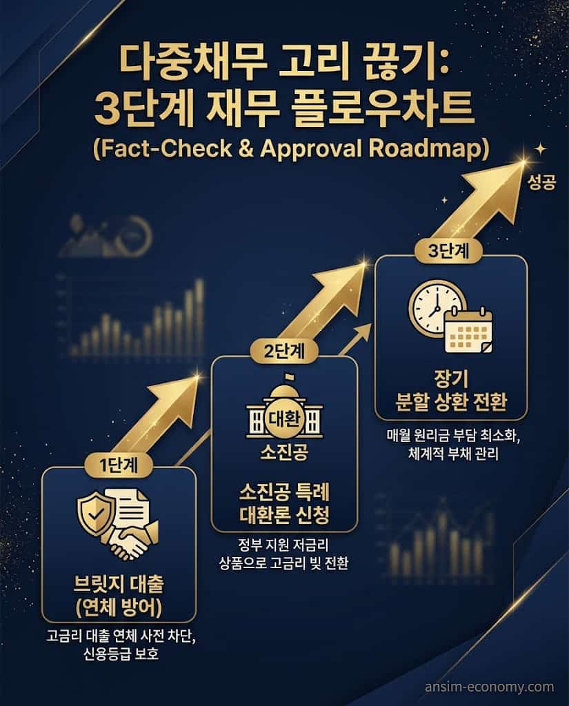 다중채무자 사업자 대환대출 신속채무조정 및 종합소득세 경정청구 세금 환급 플로우차트