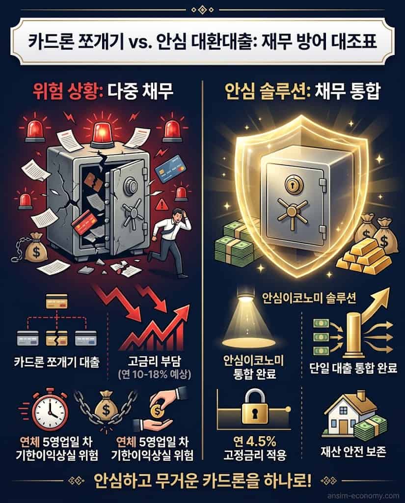 다중채무자 사업자 대환대출 신용회복위원회 채무조정 거짓 상술과 정공법 비교표
