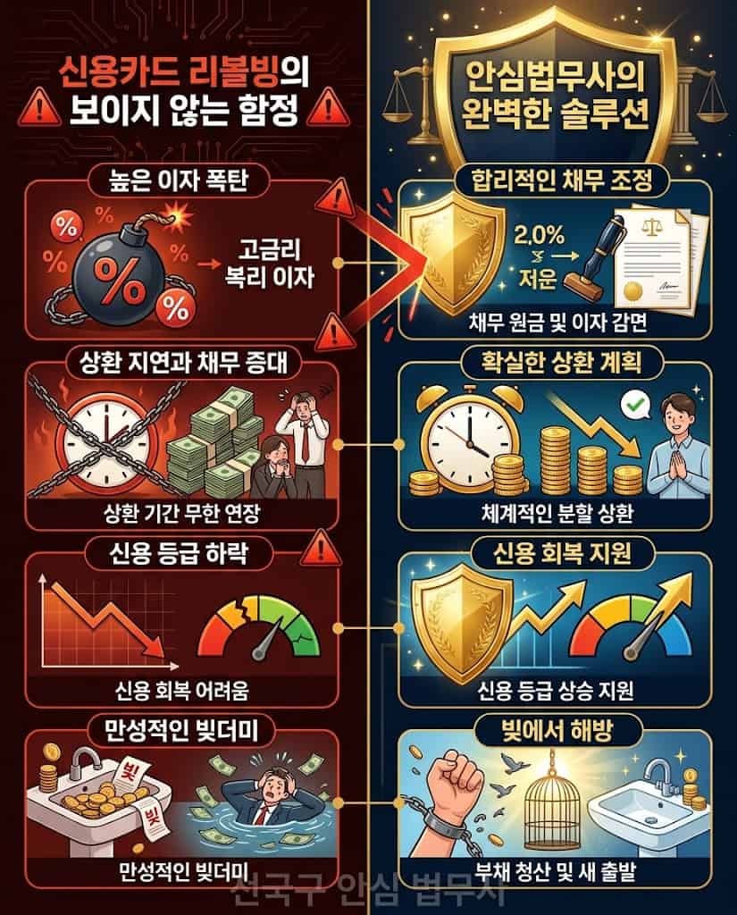 신용카드 리볼빙 한계와 안심법무사 방어 구조도