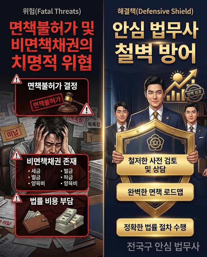 개인파산 면책불허가 방어 구조도 및 정부 대환대출 안내