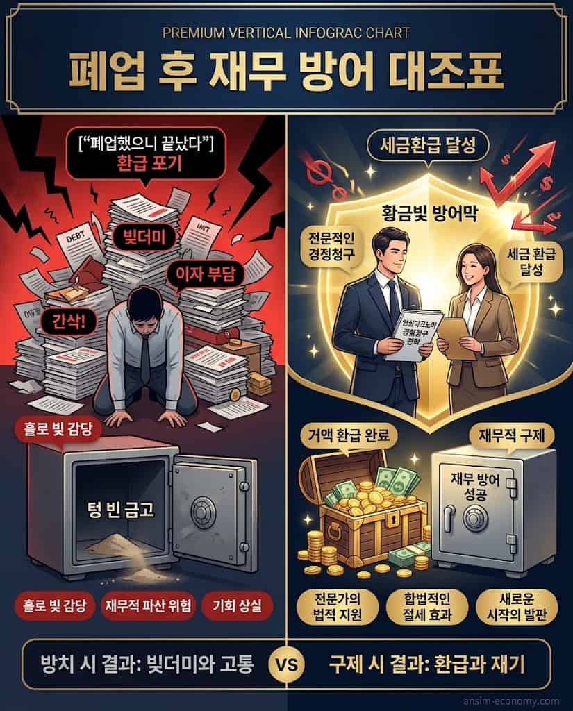 폐업 사업자 세금 환급 팩트체크 및 신용회복위원회 신속채무조정 비교표