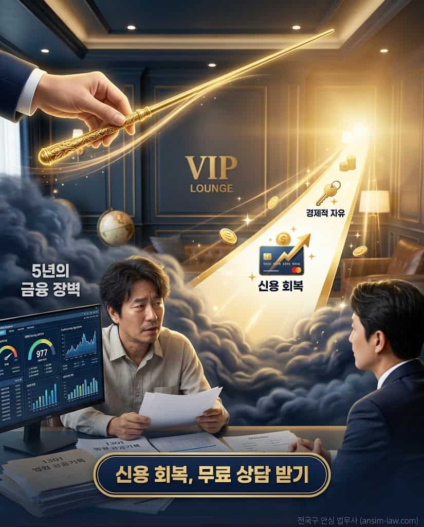 신용불량자 회복 및 압류 해제 방향타 제시 성공 상징 이미지
