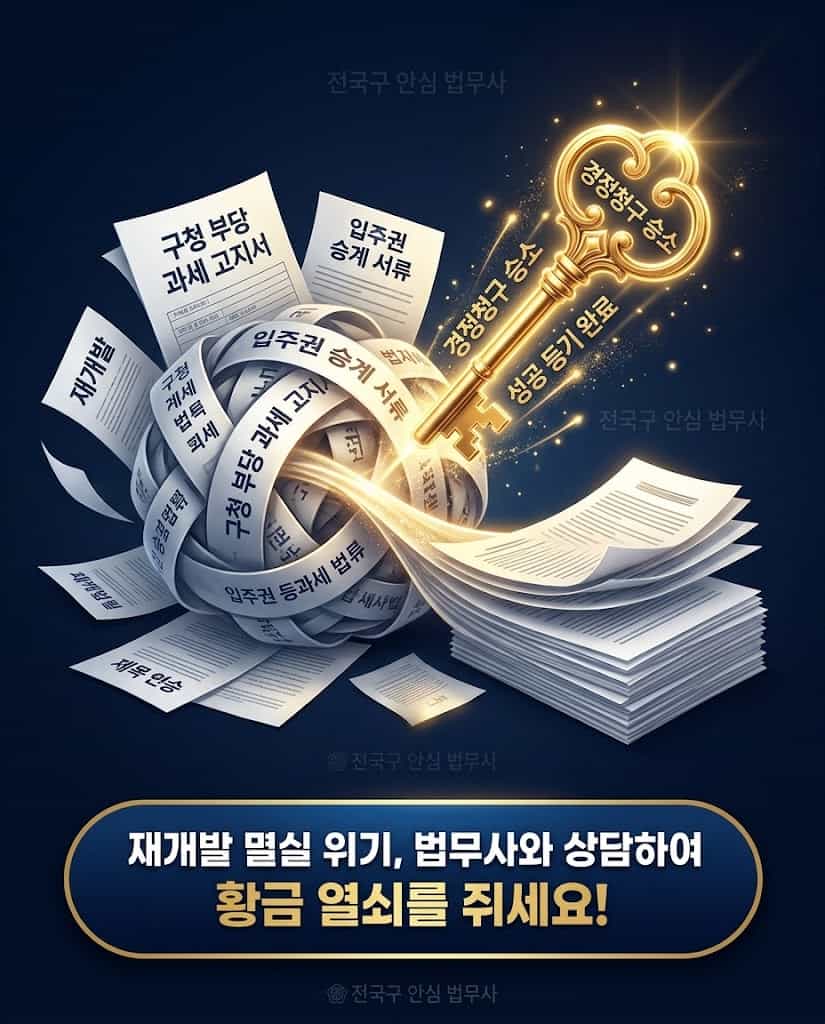 재개발 입주권 등기 및 취득세 절세 완벽 해결 마스터키와 신용 방어