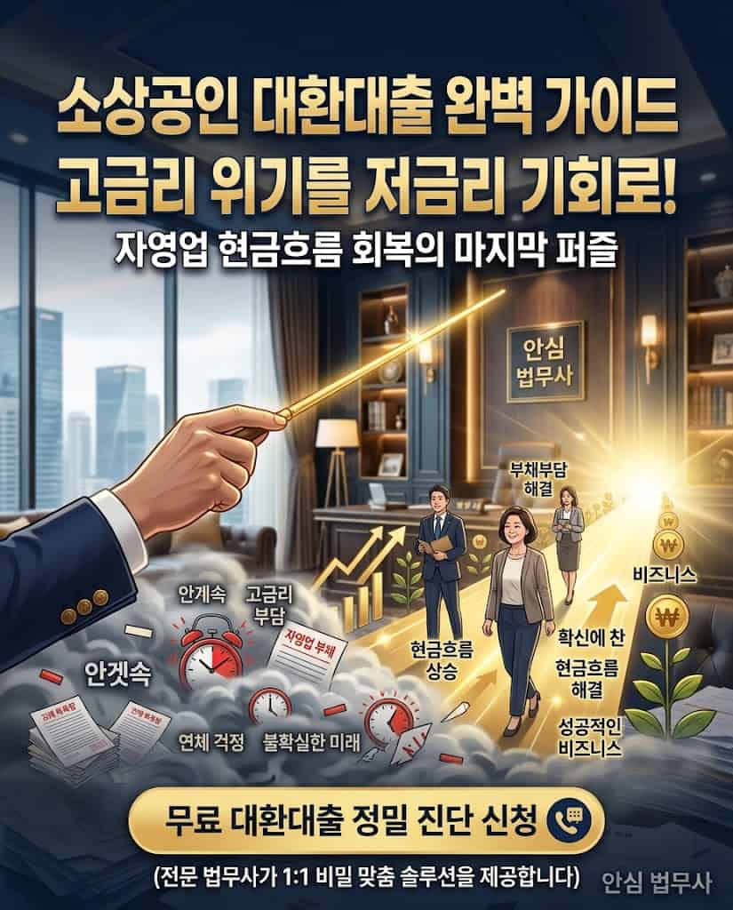 명확한 방향을 제시하는 소상공인 대환대출 성공 상징 이미지