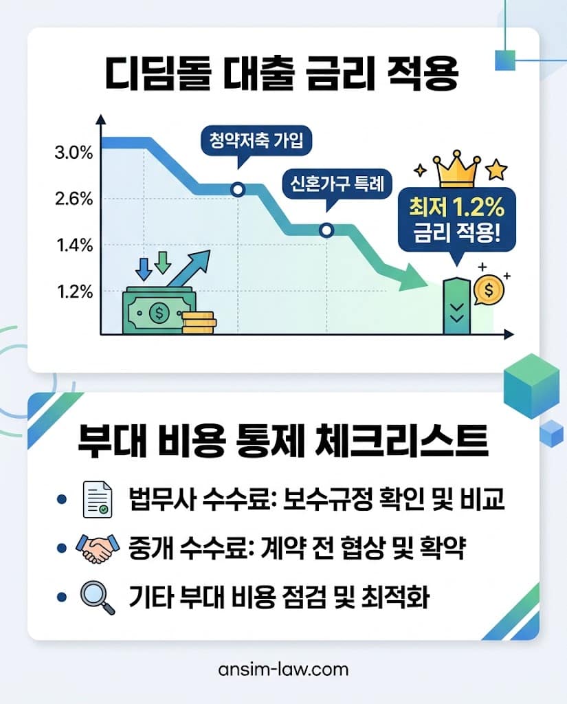 디딤돌대출 금리우대 최저 금리 1.5% 적용 및 부동산 소유권이전등기 법무사 비용 절감 체크리스트