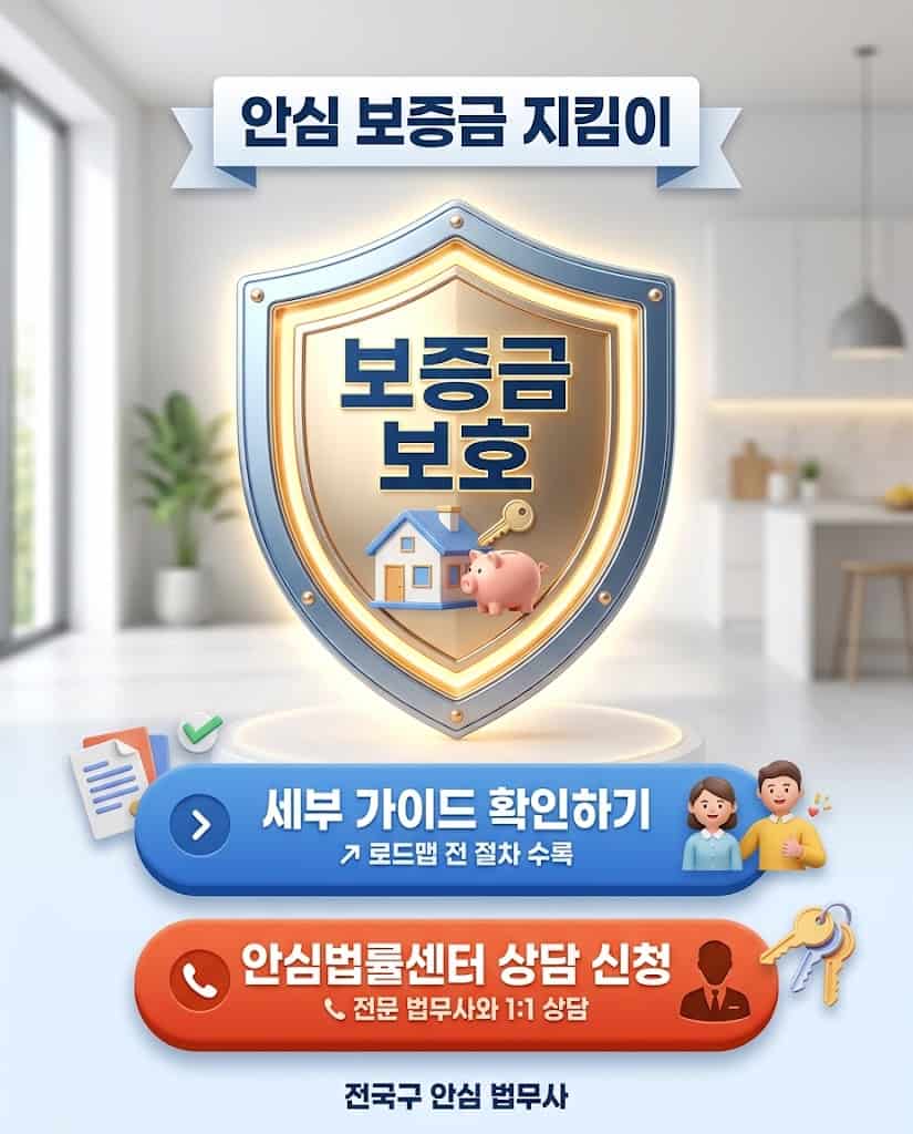 보증금 반환 소송 내용증명 발송 및 안심법률센터 법무사 상담 신청 유도 그래픽